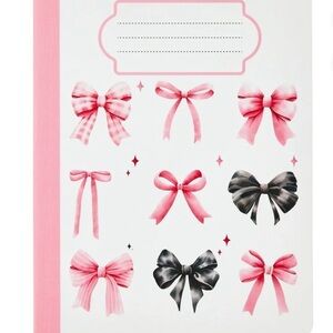 Pink and Black Bow Design Kids Notebook